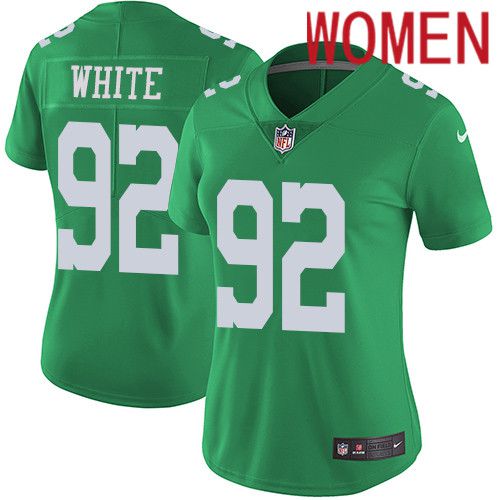 Women Philadelphia Eagles #92 Reggie White Nike Green Vapor Limited Rush NFL Jersey->women nfl jersey->Women Jersey